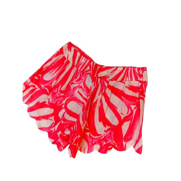 illy Pulitzer Dahlia Beach Shorts Pull On Stretch Pink Sun Ray Shimmy Small - Picture 3 of 5